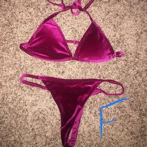 Maroon velvet bikini